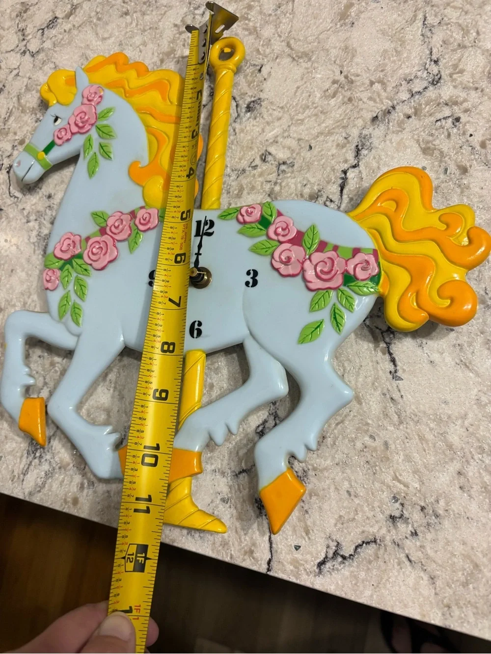 Vintage J.S.N.Y. Plastic Carousel Horse Wall Clock Retro Nursery Decor
